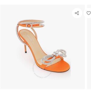 Mach & Mach double bow round toe satin sandal